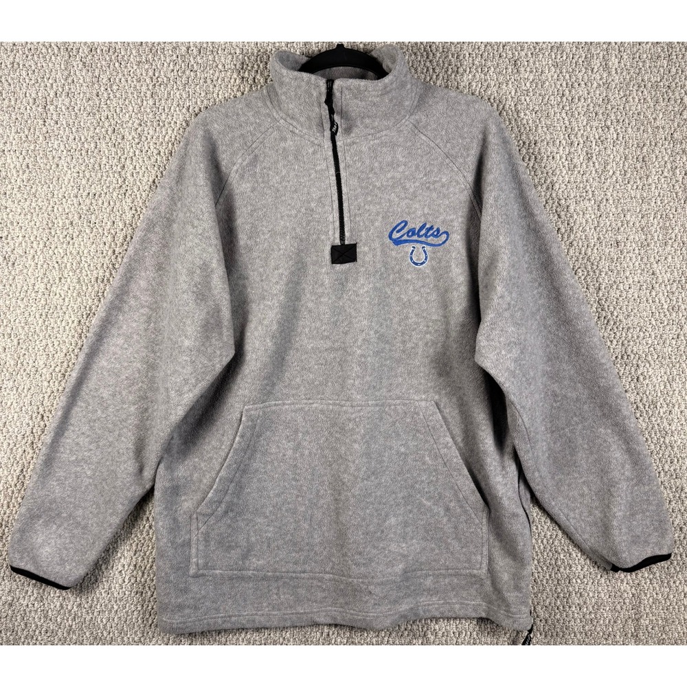 The Edge NFL Indianapolis Colts Fleece Pullover Large Gray 1/4 Zip Jacket T273